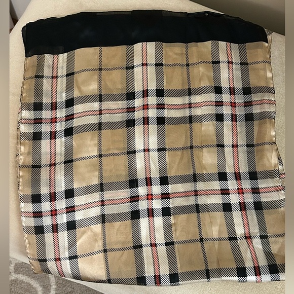 Plaid Scarf with Black, Red and Beige Accents - Picture 1 of 5